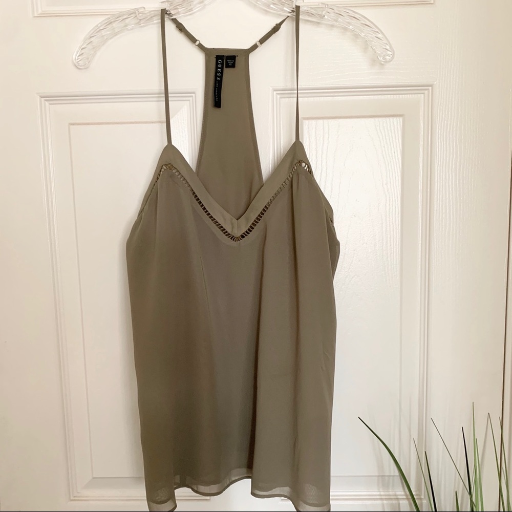 GUESS Olive green razor tank